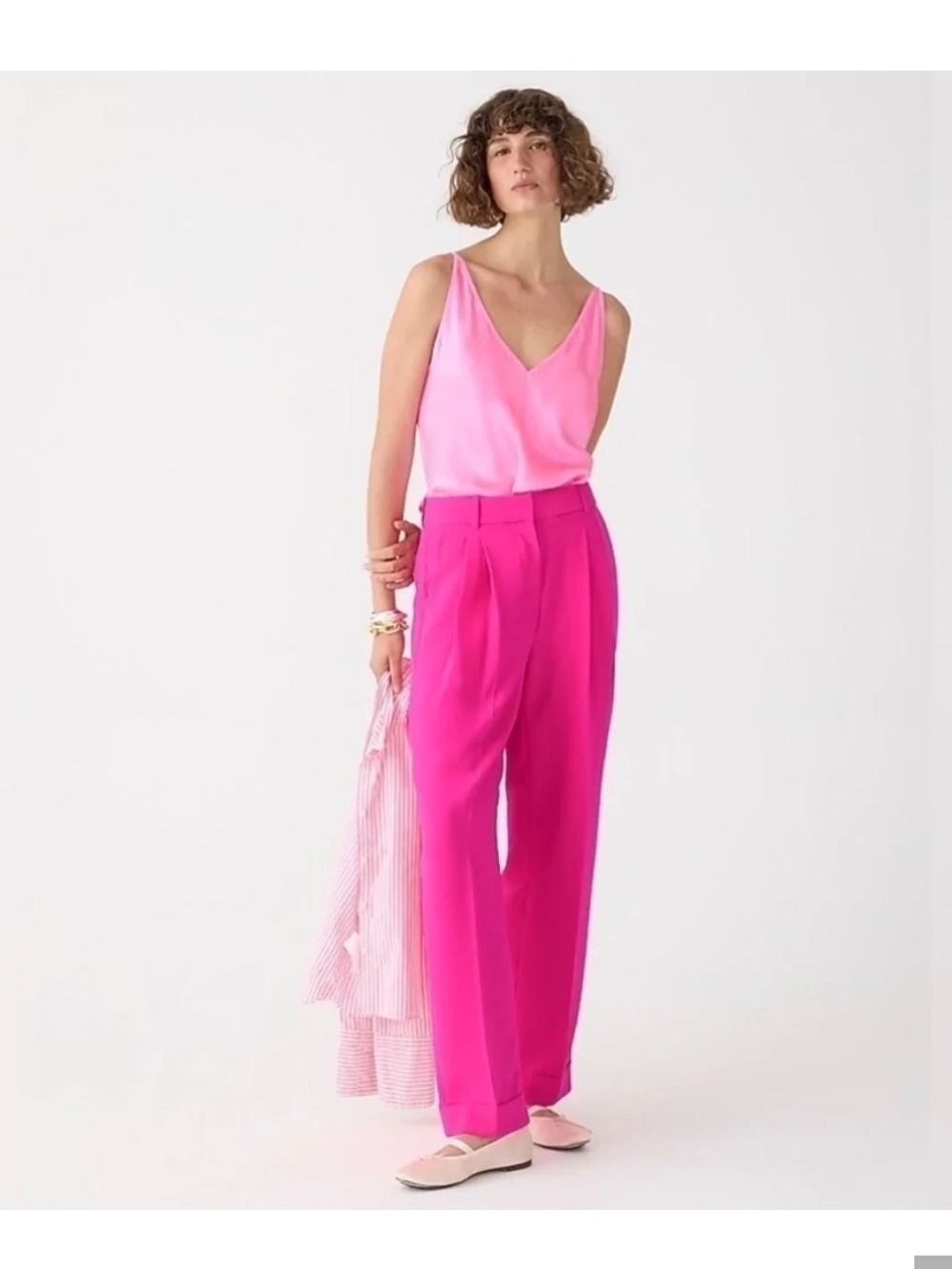 NWT j crew wide leg essential pant in city crepe pink size 8